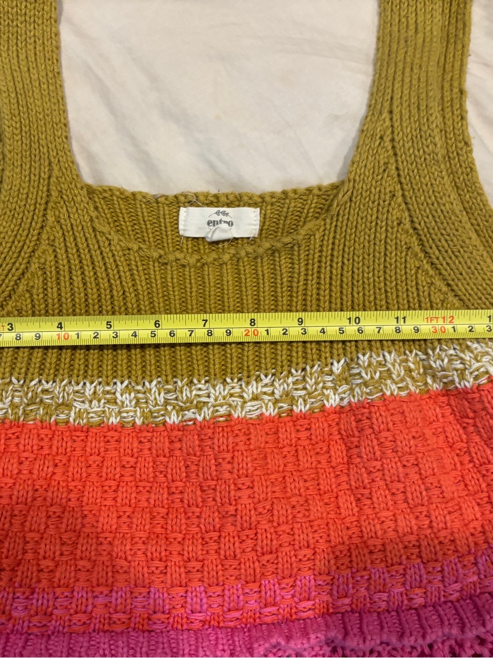 Entro Mustard pink & White Crochet Tank Top size large - Picture 3 of 6